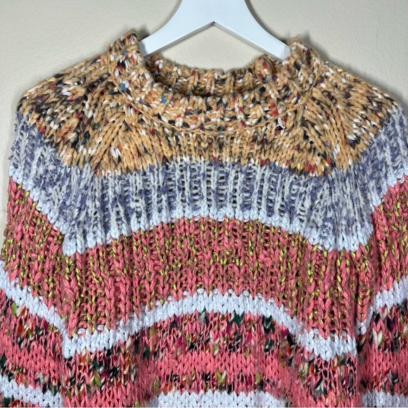 Anthropologie Chunky Knit Multicolor Kahlo Stripe Sweater Womens Size Small Boho - Picture 3 of 11